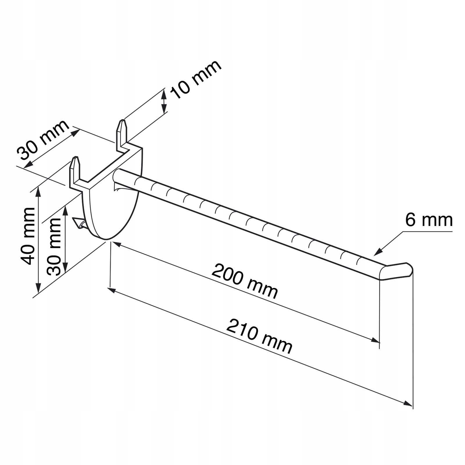 Hak plastikowy wpinany pojedynczy 200 mm Marka inna