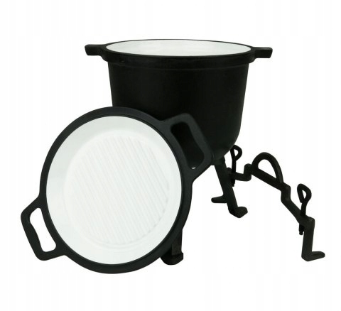 KOCIOŁEK EMALIOWANY 8L Pokrywa 2w1 PATELNIA Grill