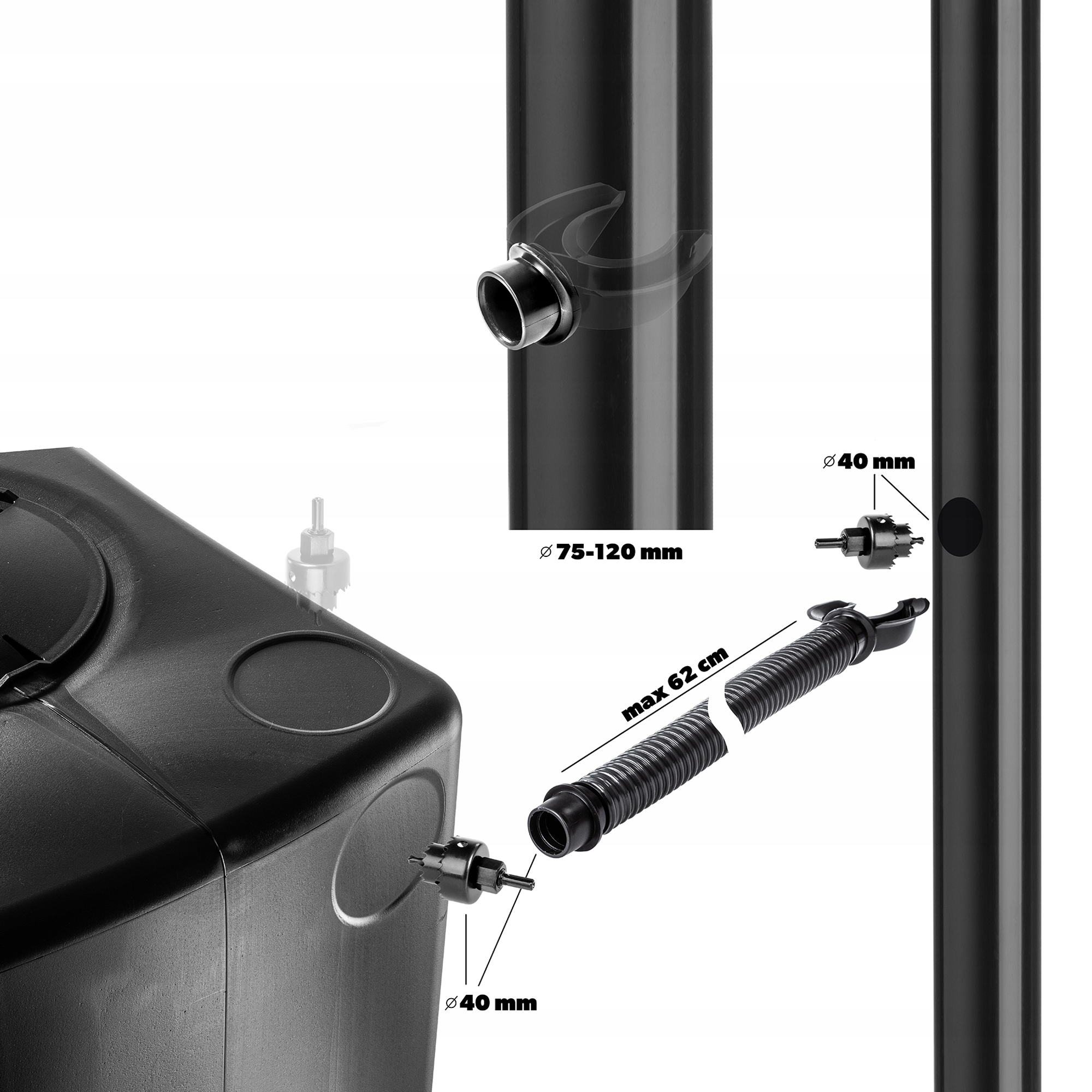 ZBIORNIK NA DESZCZÓWKĘ 350L WODĘ ZESTAW Pojemność zbiornika 350 l