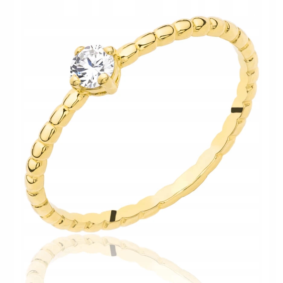 Zlatý Prstýnek Ryzost 585 S Kuličkami A Zirkonem, Jemné Bílé Oči, Vel. 16