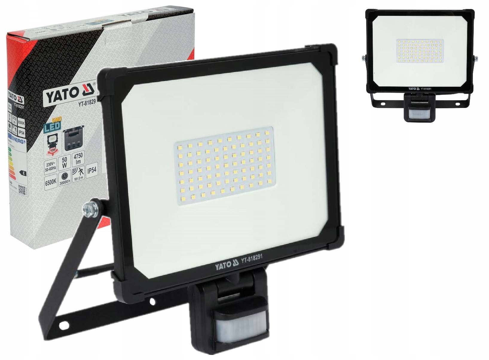Reflektor Halogenový Led Senzor Pohybu 50W 4750lm Yato YT-818291