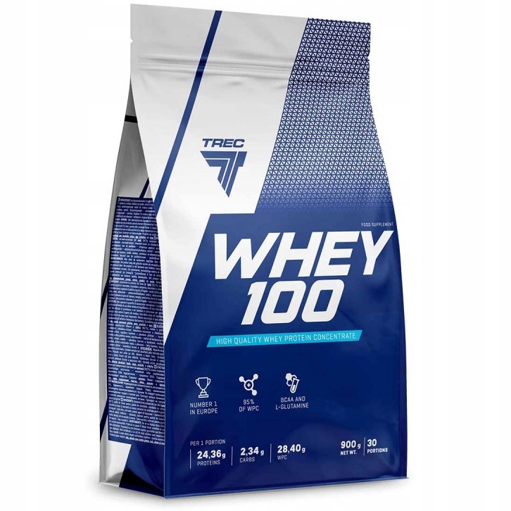 Trec Whey 100 900 g Bílkoviny 100% Syrovátkový Koncentrát Wpc Jahoda