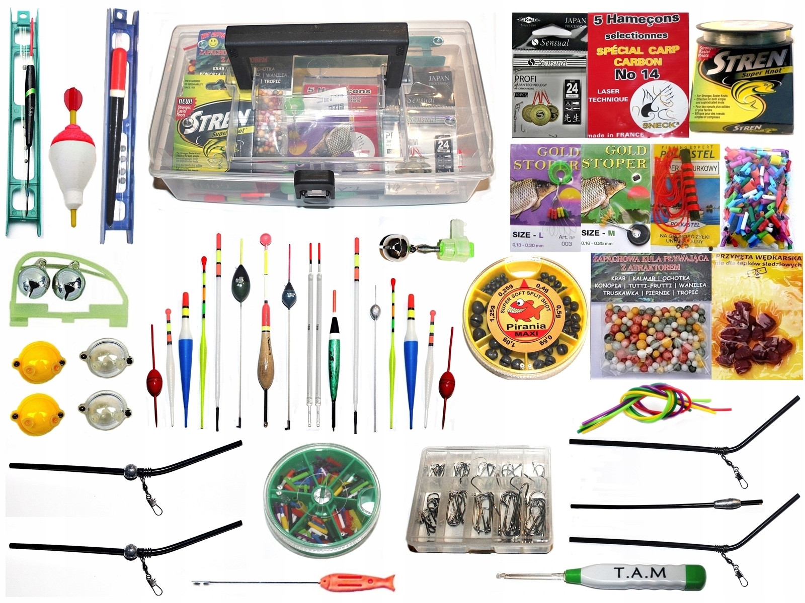 SPŁAWIKI + SKRZYNKA + AKCESORIA WĘDKARSKIE.