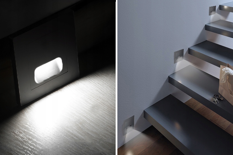 OŚWIETLENIE NA SCHODY LAMPKA LED OPRAWA SCHODOWA LED CZARNA CZUJNIK 230V Marka Decorya