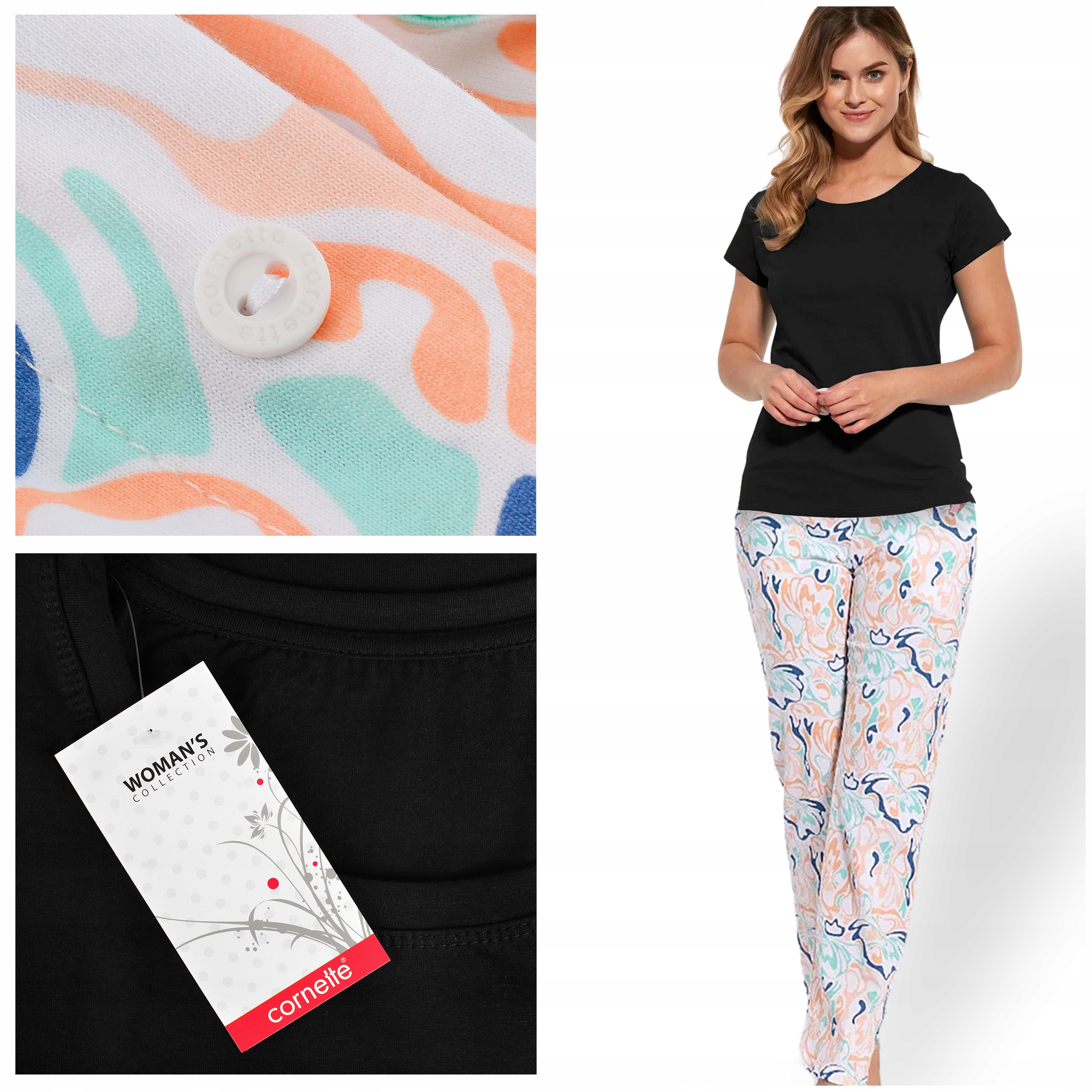 Dámské pyžamo Cornette Tričko s dlouhými kalhotami, 690_43 Bavlna Velikost XXL