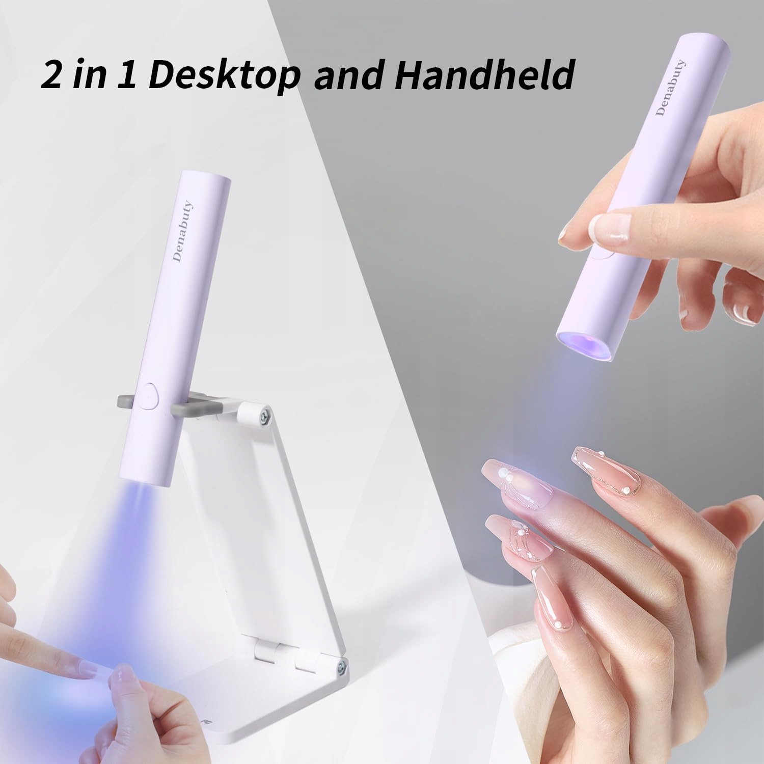 DENABUTY Lampa UV Do Paznokci Mini LED Przenośna Do Żelu Fioletowa — miniatura 3