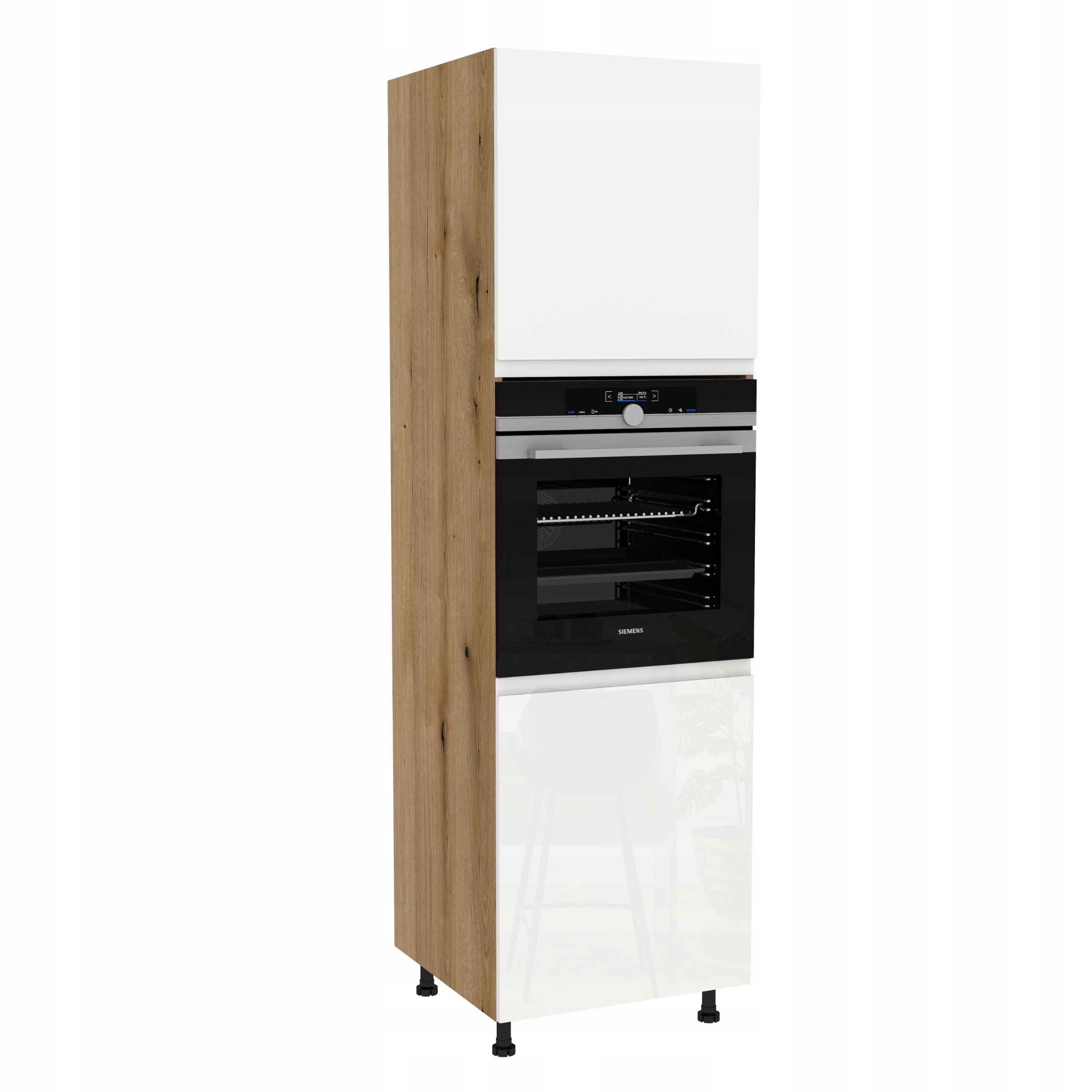 Skříňka na troubu 60/197 Frezo Dub Evoke přední Bezúchytková Bílá Akryl Polovina