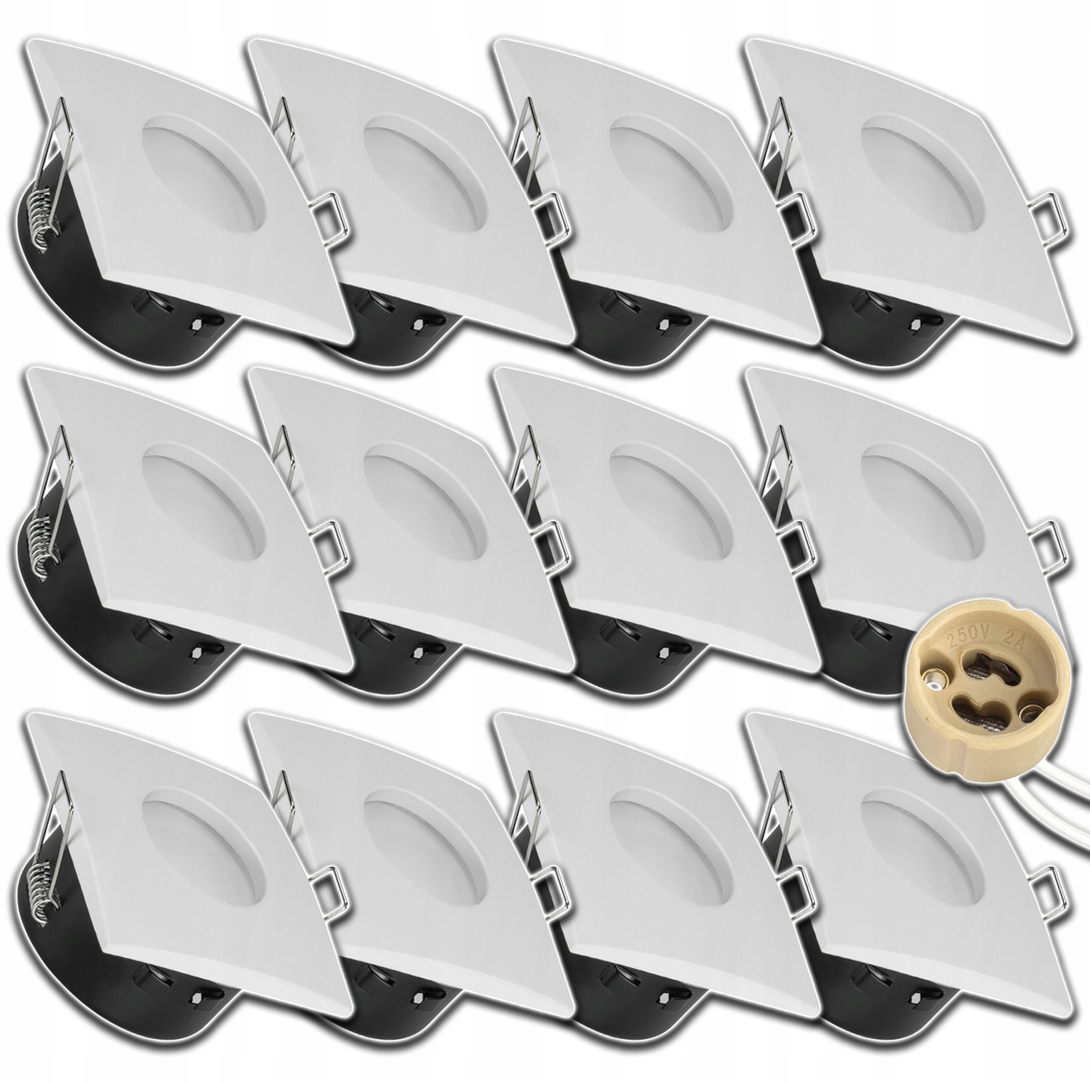 12xVODOTĚSNÉ Hermetické Stropní Svítidlo Halogen Zásuvka GU10