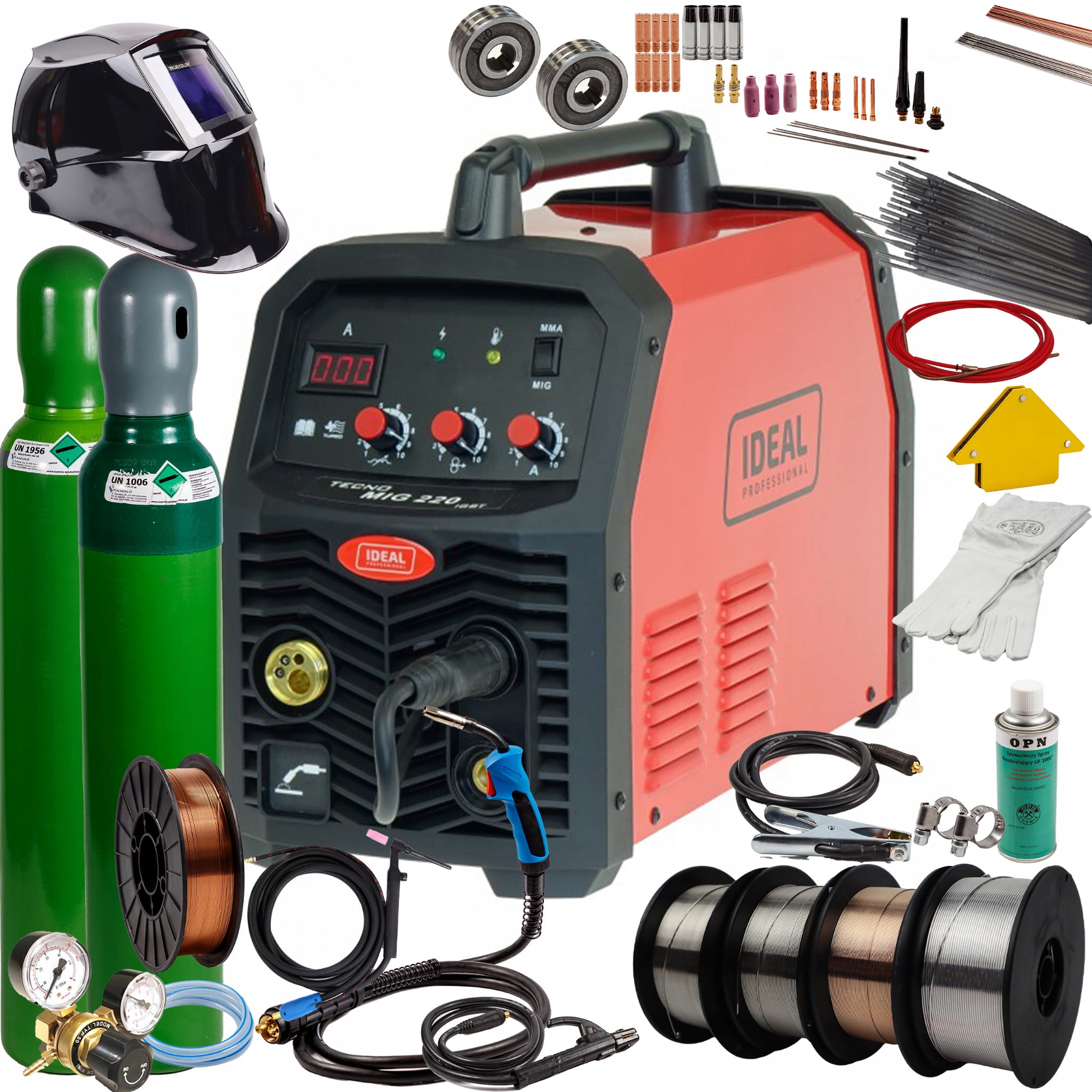 Svařovač Migomat Ideal 220 200a poloautomatický svařovací set 2 ks