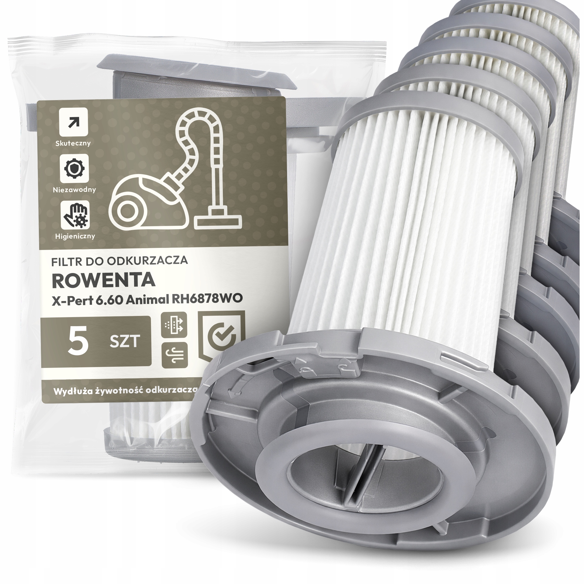 5x Filtr Pro Vysavač Rowenta X-Pert 6.60 Animal RH6878WO Em-w