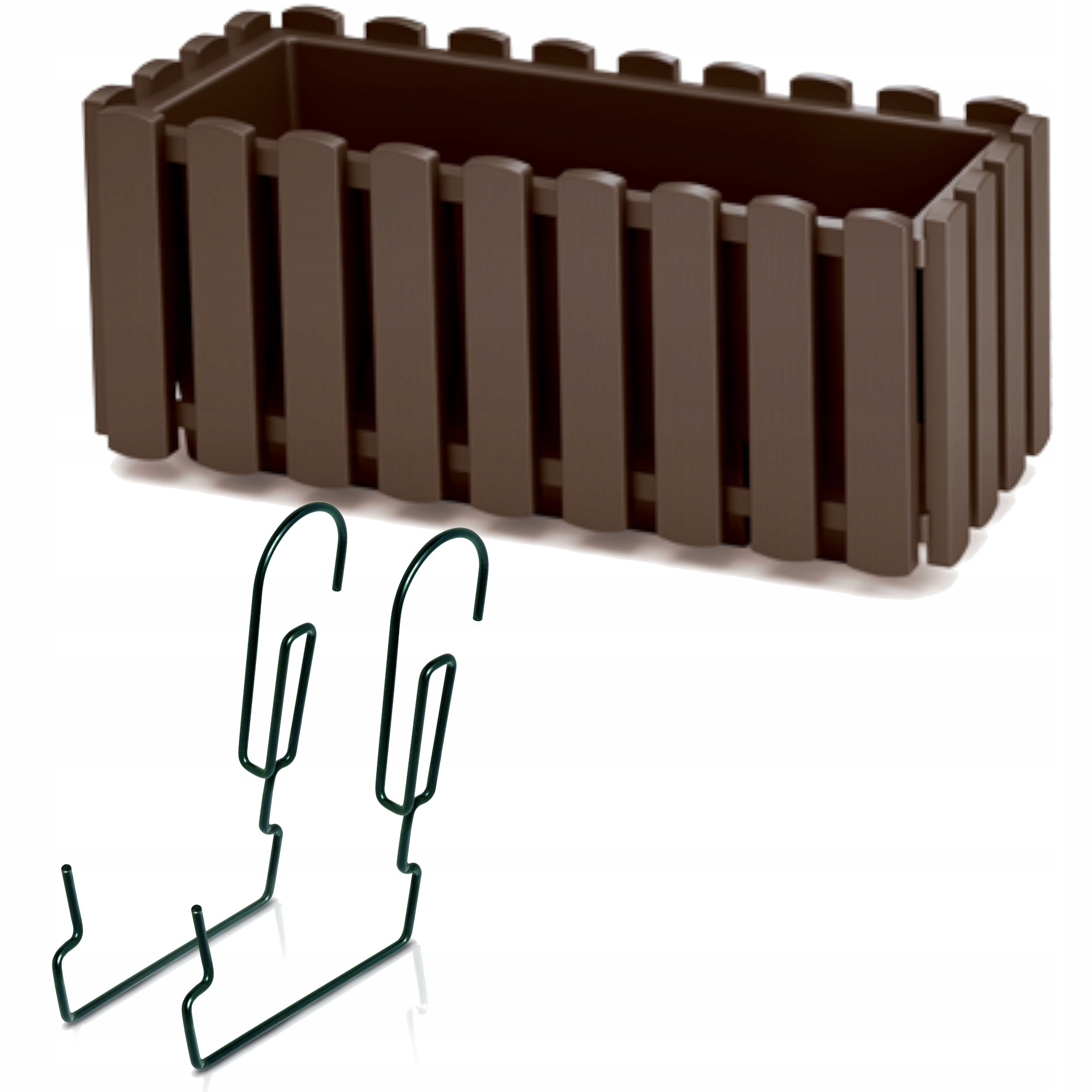 

Doniczka+uchwyt skrzynka balkon 18x38x16,2cm brąz