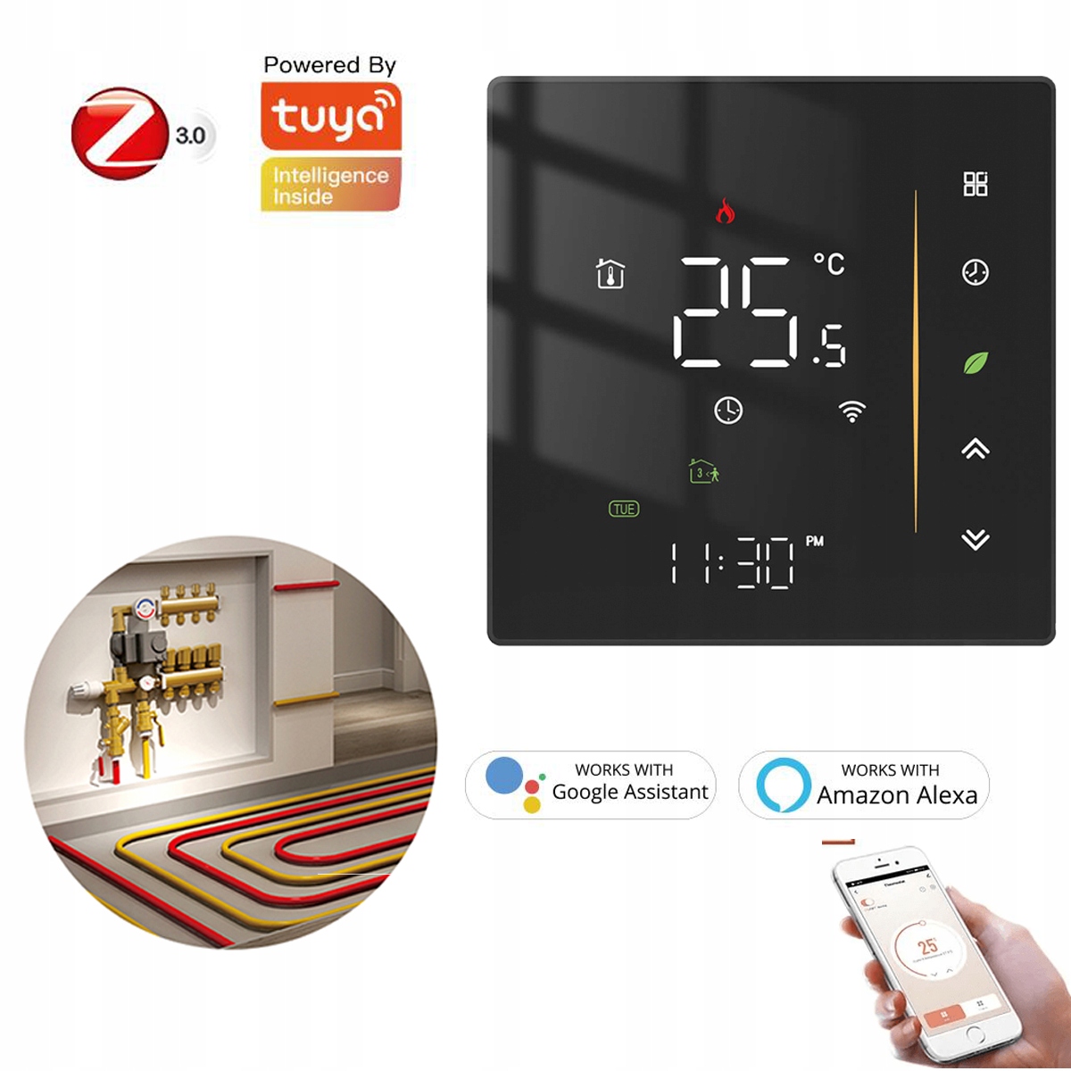 termostat ZigBee pro elektrické podlahové topení