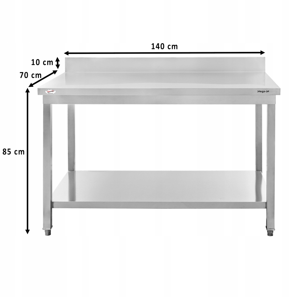 Stół roboczy GASTRONOMICZNY z PÓŁKĄ 180x70 ze stali nierdzewnej przyścienny Marka Mega-M