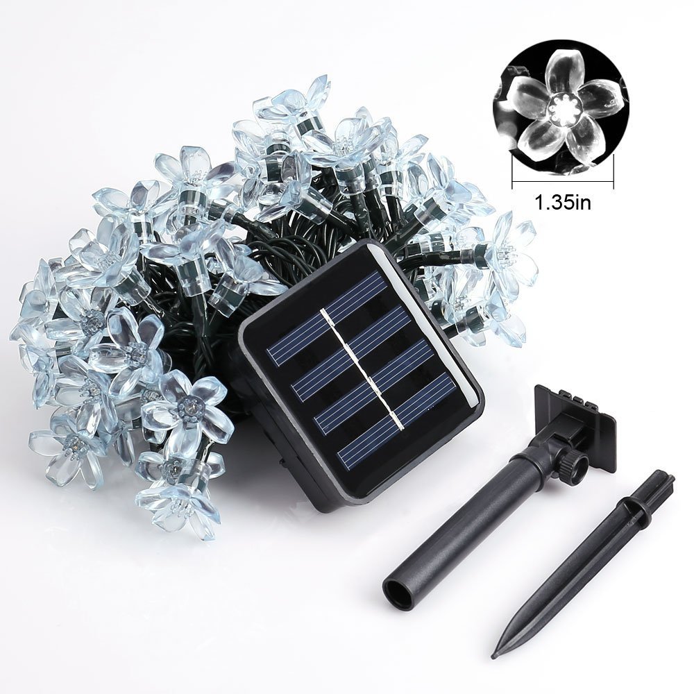 QEDERTEK Solarna Girlanda 7M 50 LED Kwiaty IP65 Ogród Balkon Dekoracje — miniatura 7