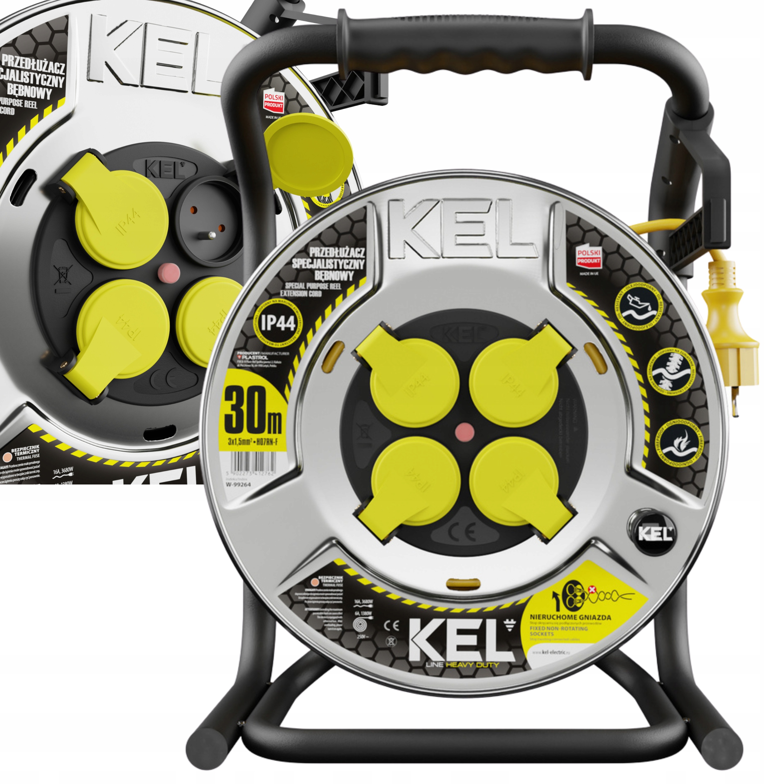 Przedłużacz Bębnowy Heavy Duty 30M/3X1,5 Kel W-99264
