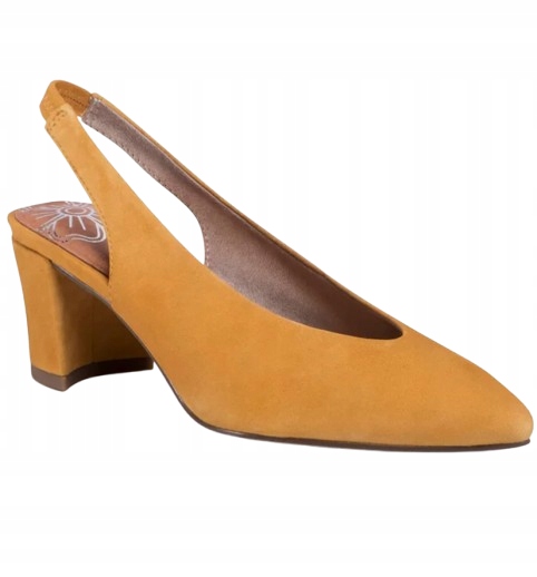 Marco Tozzi Lodičky Žluté Na Podpatku Dámské Kožené 38 Ž_b