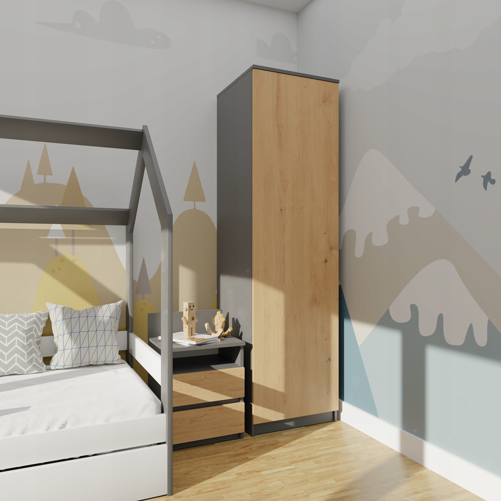 DUŻA NOWOCZESNA 50/180CM SZAFA SZAFKA SŁUPEK REGAŁ KOMODA ANTRACYT ARTISAN Kolor mebla antracyt