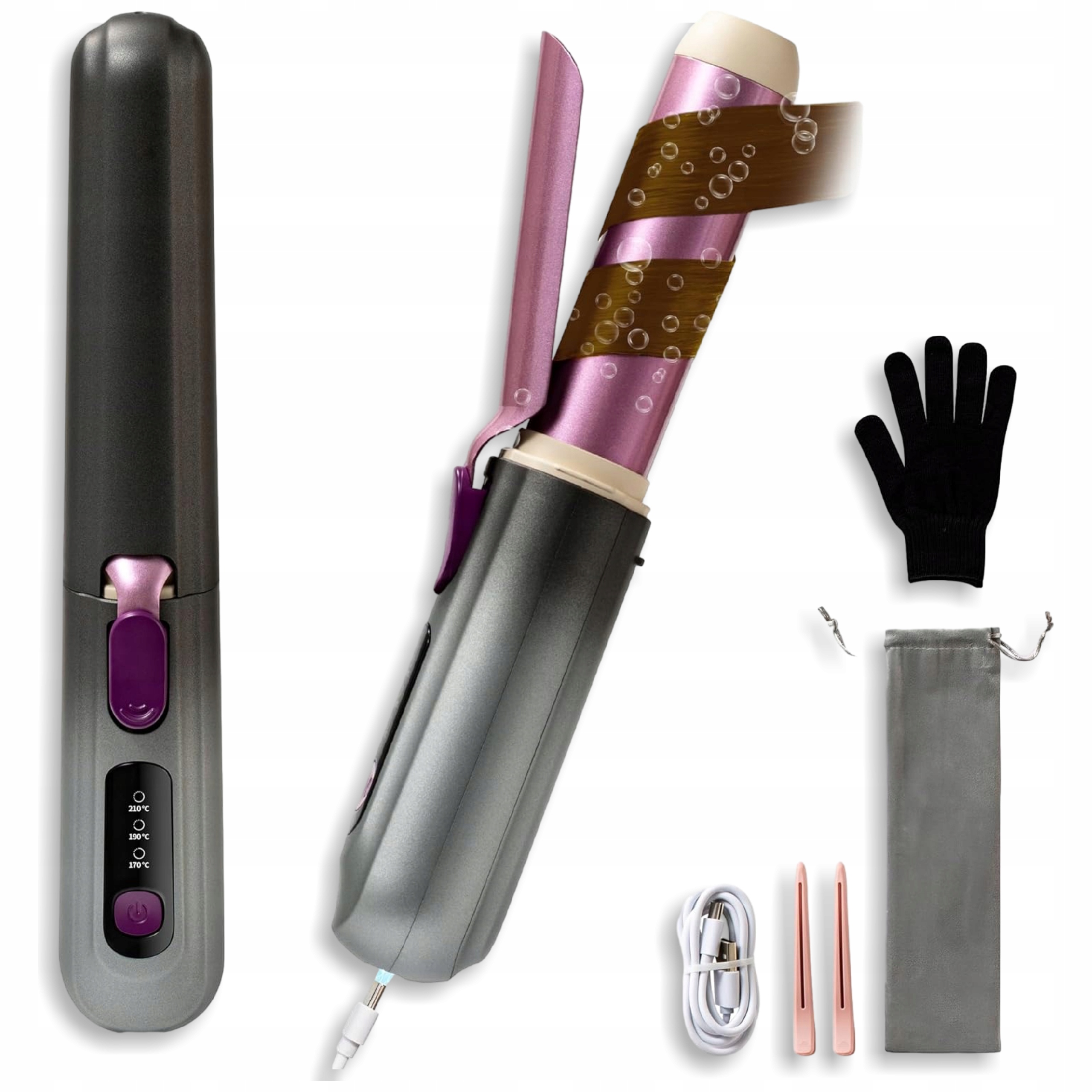 Bezprzewodowa prostownica do włosów podróżna lokówka z osłoną ochronną