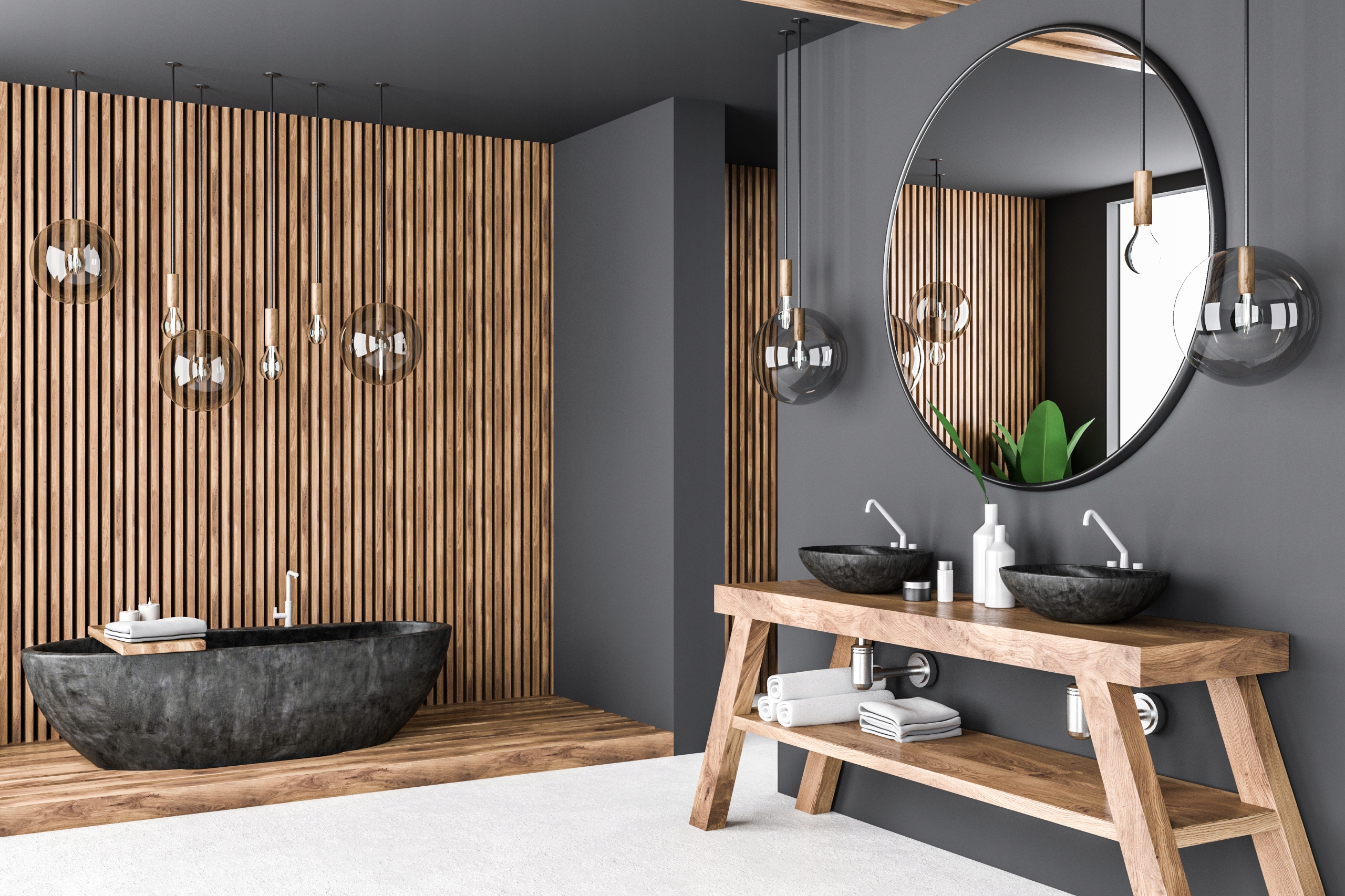 LUSTRO OKRĄGŁE CZARNE LOFT 60 CM Wysokość 600 mm