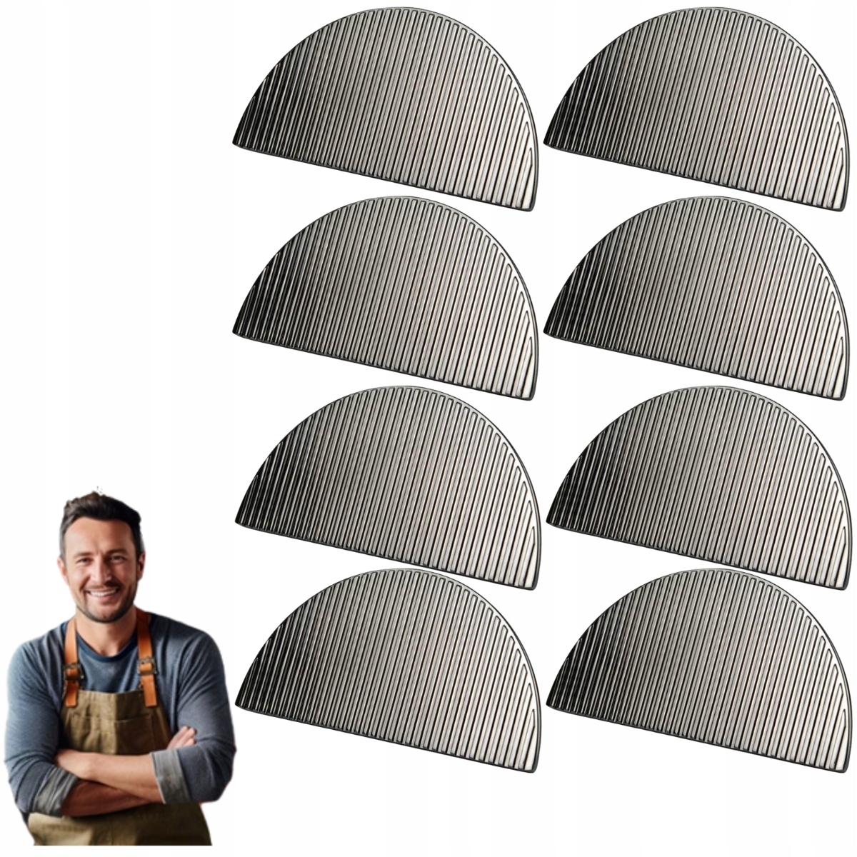 Nábytkový držiak Polmesiac Ryflovaný Čierny Nikel Rosett 110 mm 8ks