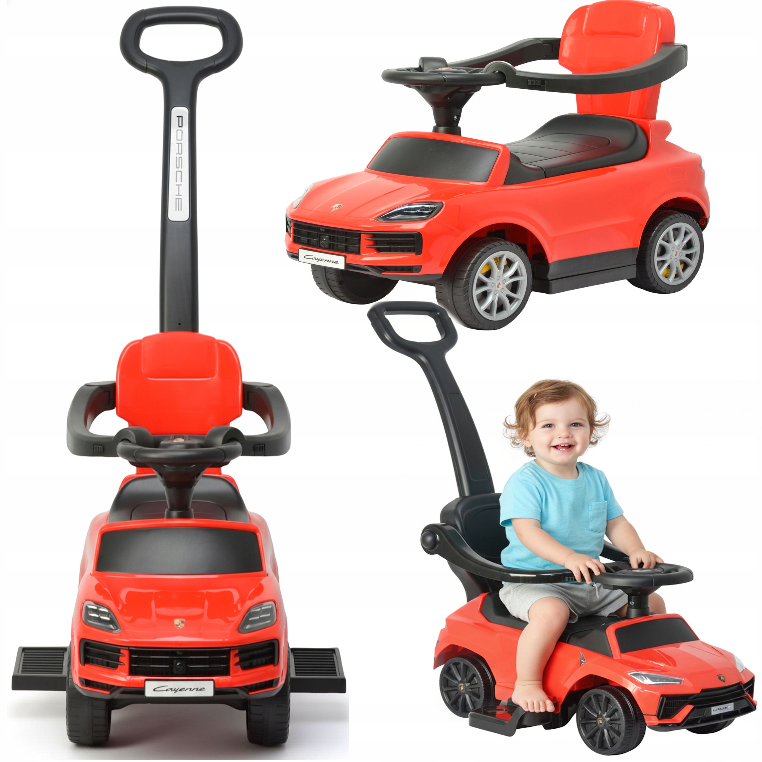 Jeździk Pchacz Chodzik Porsche Cayenne 3W1 Muzyka Autko Samochód Red Coil