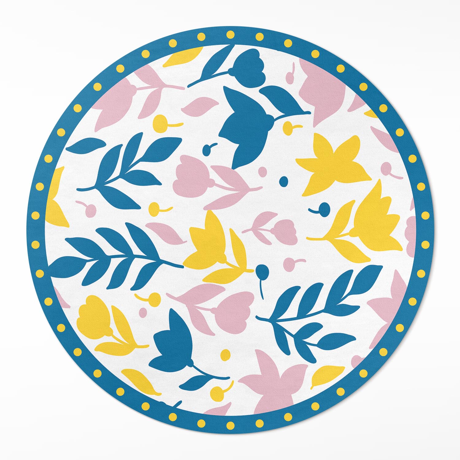 Okrúhly vinylový koberec Do Obývačky Ilustrácia pastelových kvetov a rastlín ⌀ 110 cm