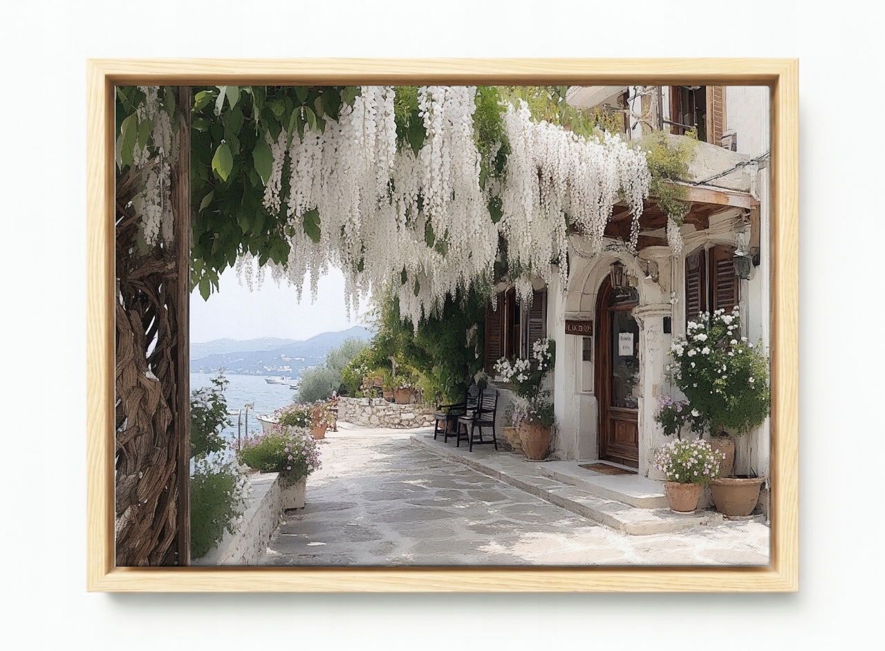 Obraz Rám Americký Box Krajina Řecko Lefkada Moře Hotel Květiny 60x40