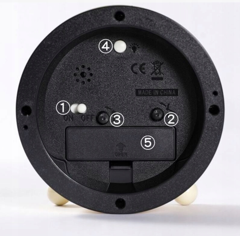 BUDZIK dziecięcy Zegar Zegarek KRÓLIK beżowy CICHY MECHANIZM metalowy 11cm Szerokość całkowita 11 cm