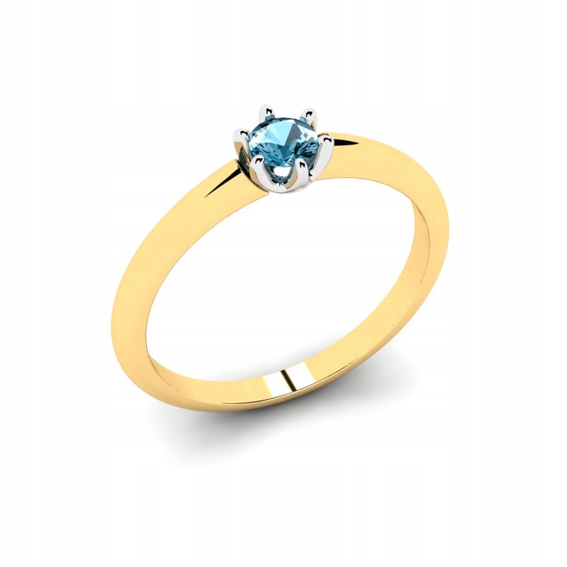 

Pierścionek Złoty Klasyczny Z Błękitną Cyrkonią