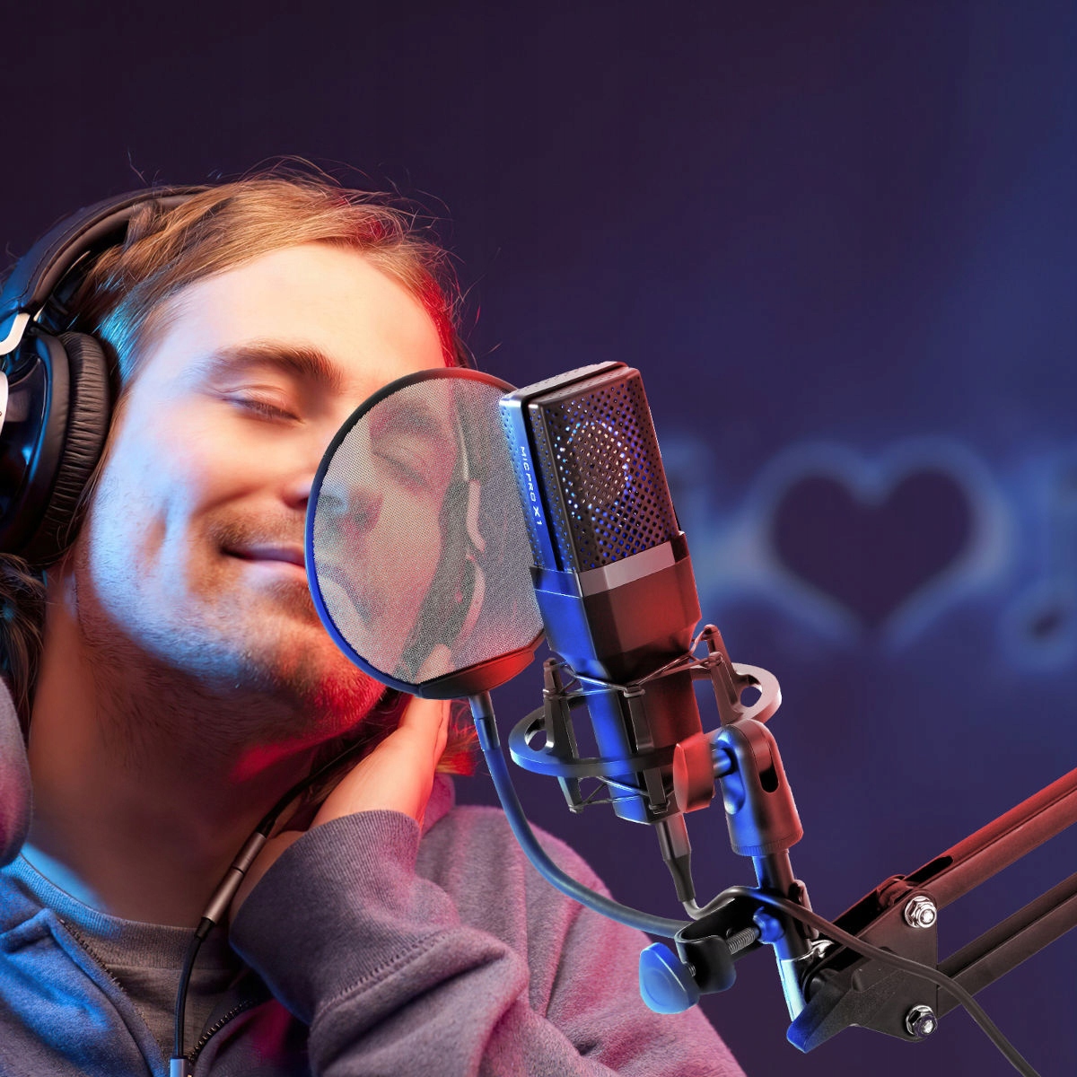 MOZOS PS-PRO PROFESJONALNY POP FILTR METALOWY DO MIKROFONU TŁUMIĄCY Kolor czarny