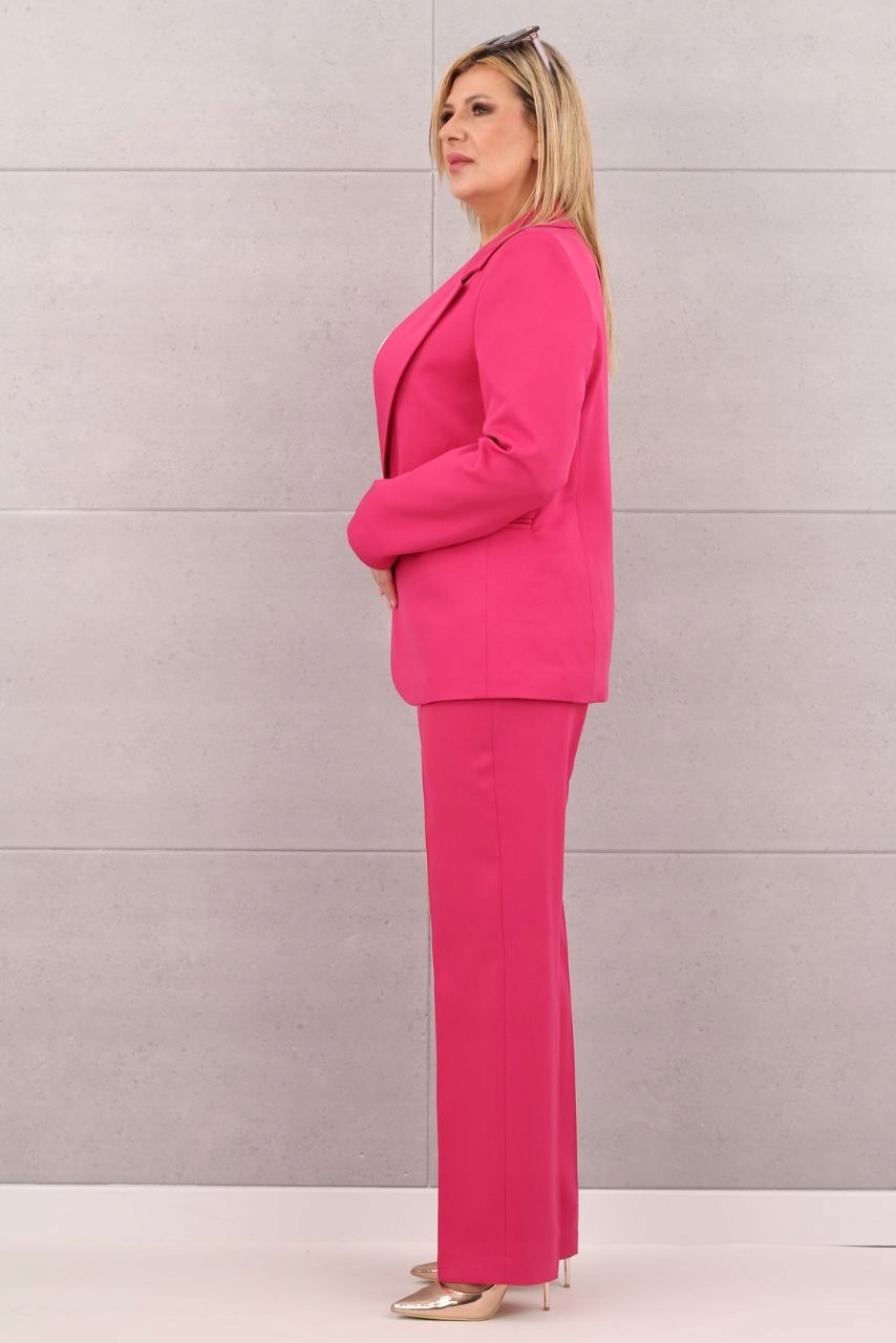 ELEGANCKI KOMPLET GARNITUR MARYNARKA I SPODNIE W KANT POLSKI PRODUCENT Odcień fuksja