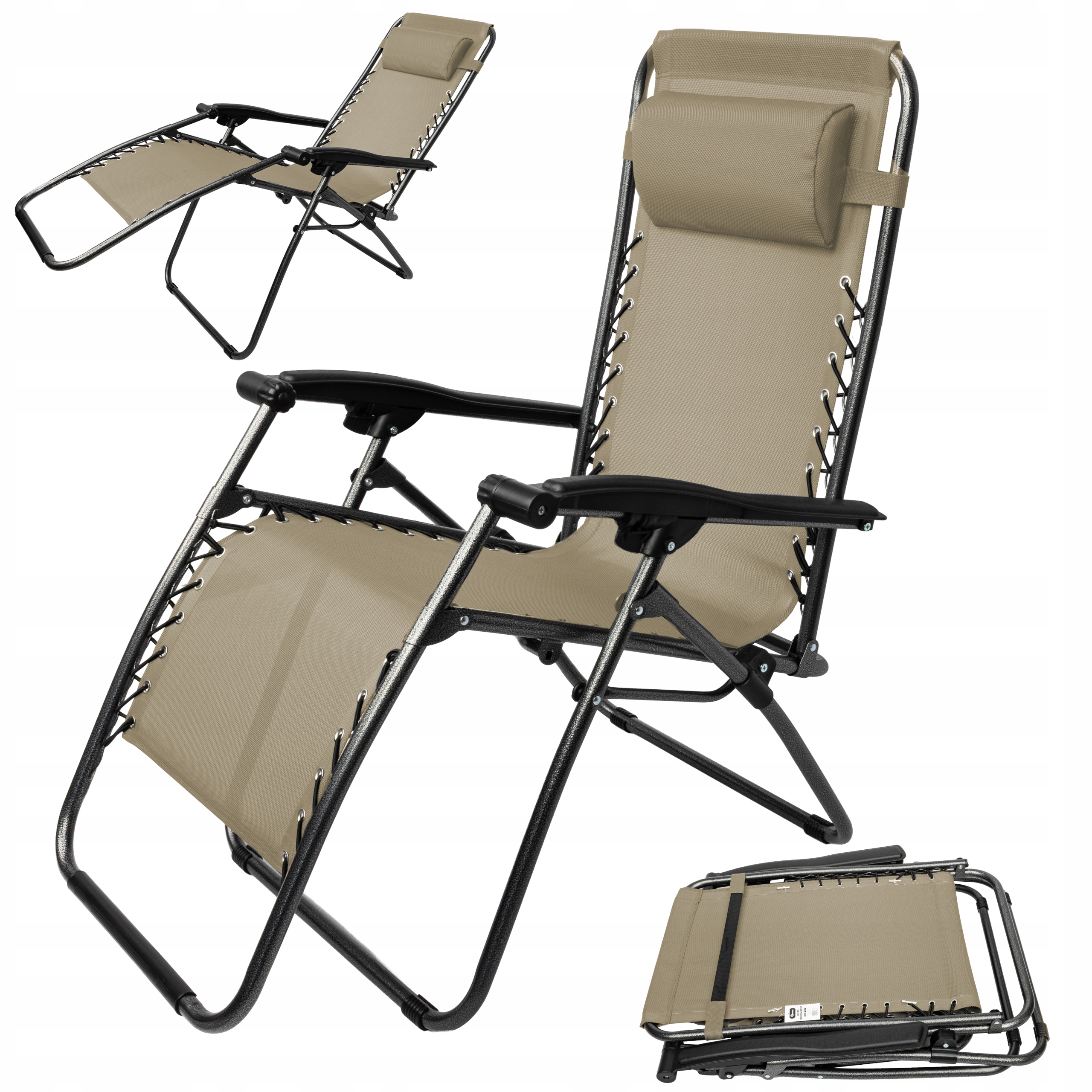 Leżak Ogrodowy Grawitacyjny Składany Plażowy Krzesło Kempingowe Poduszka