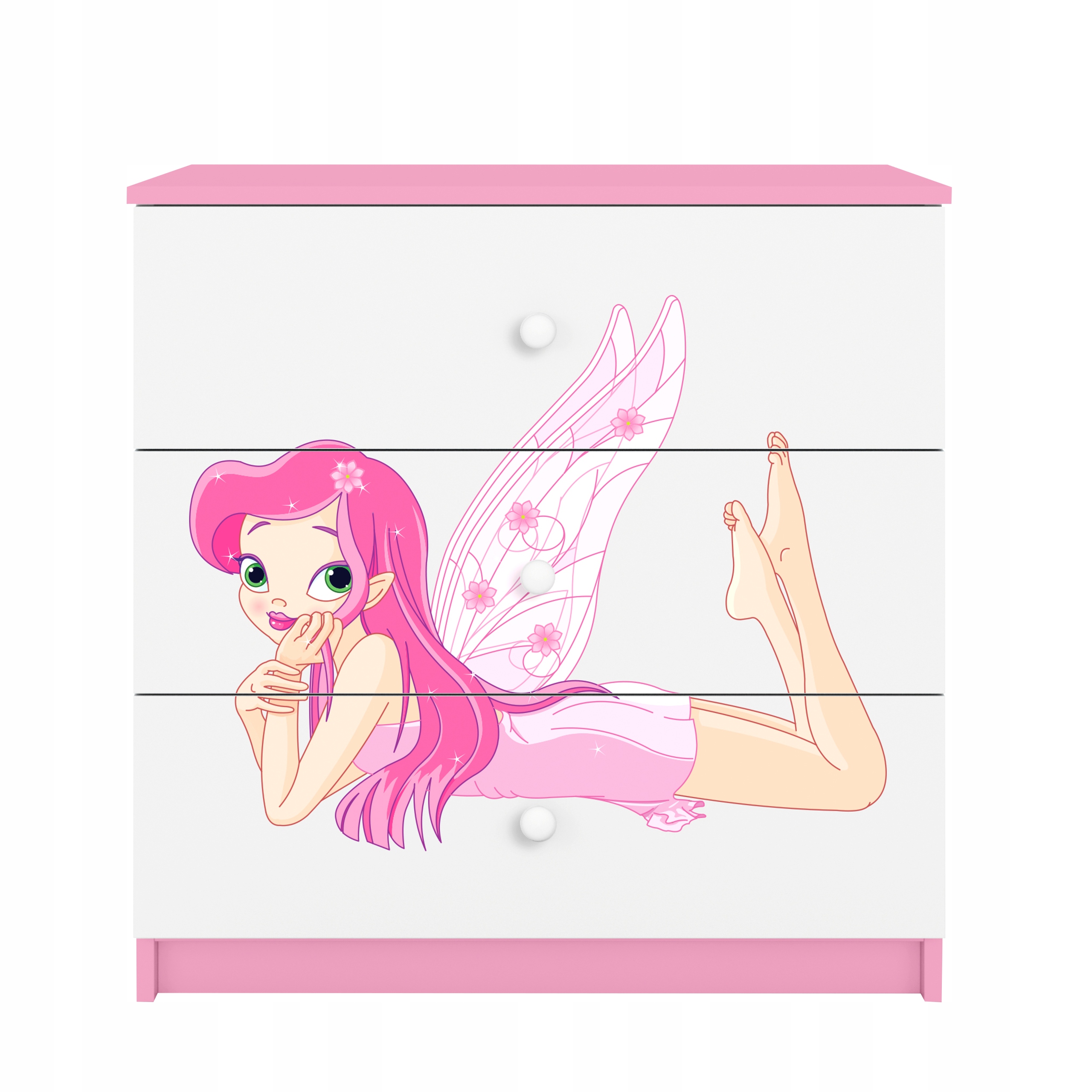 Komoda Babydreams růžová grafika víla křídla 80 cm