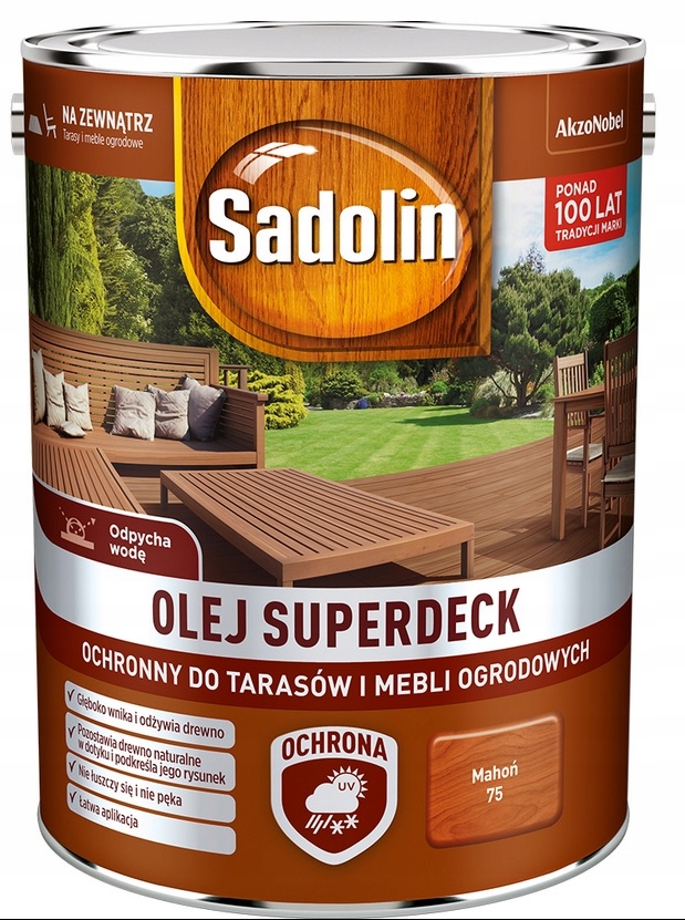

Olej do drewna Sadolin Superdeck, mahoń [75], 5l