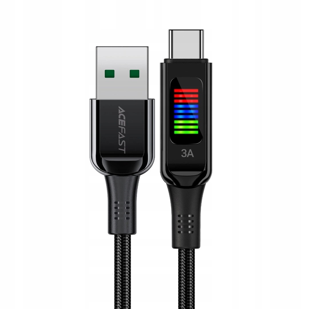 Kabel Acefast C7-04 Usb-a Usb-c 60W 1.2m z wyświetlaczem czarny