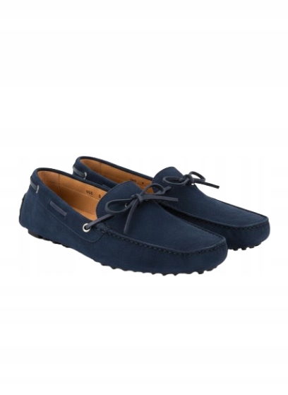 Santoni Pánské Semišové Mokasíny Tmavě Modré Klasické Kůže 42 3CB