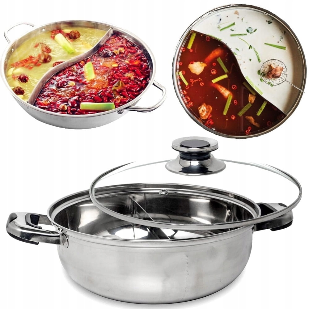 Čínský Hrnec Fondue dělený Hot Pot Průměr 32 cm Nerezová Ocel Remo