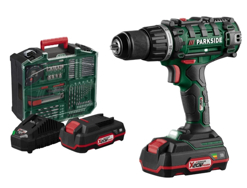 Aku Vrtačka Akumulátorový Parkside 20V Nabíječka 2X Akumulátor