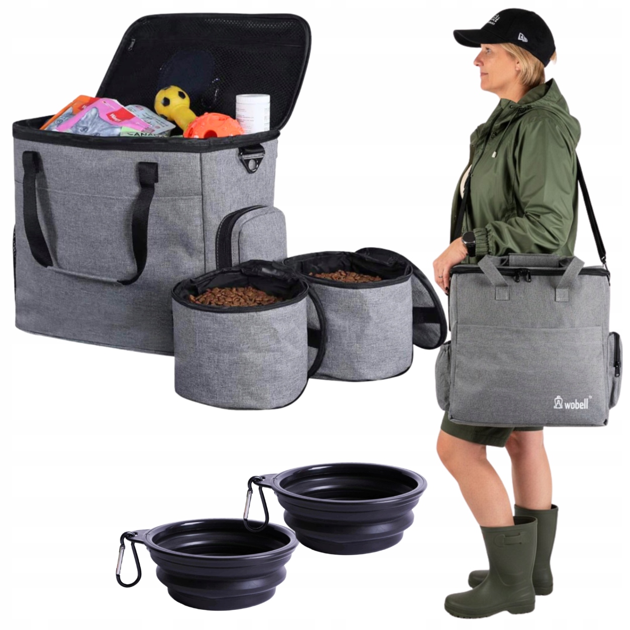 Levně Přepravní taška, cestovní organizér pro psa a kočku na cesty, termo nádoby, velikost XL