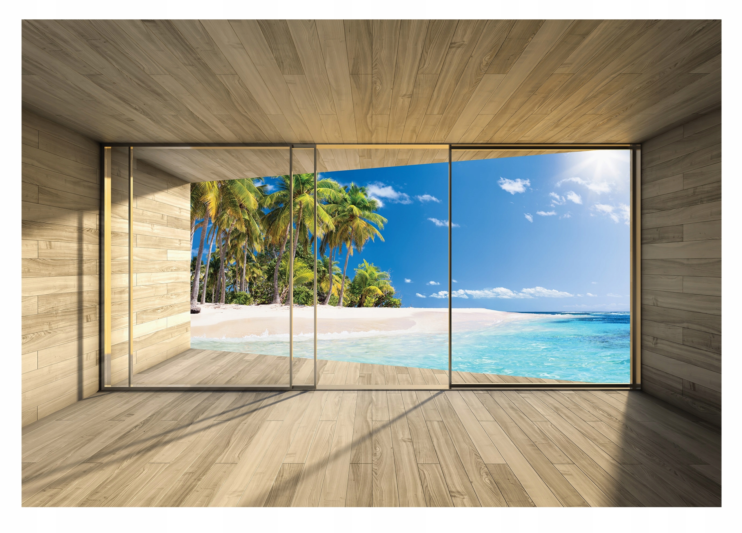 Fototapeta 3D Okno Rajska Plaża Hawaje 416x254-Zdjęcie-0