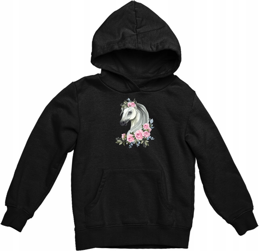 

Bluza Z Kapturem Koń Kwiaty Czarna 1 XL