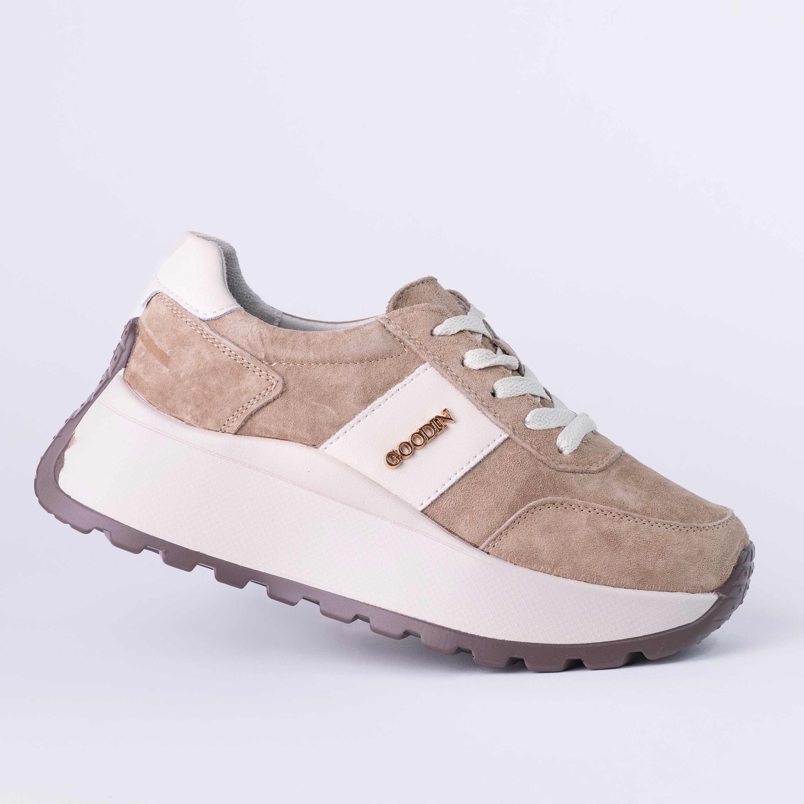 Sneakersy damskie skórzane Goodin GD-124 skóra zamsz platforma fango 41