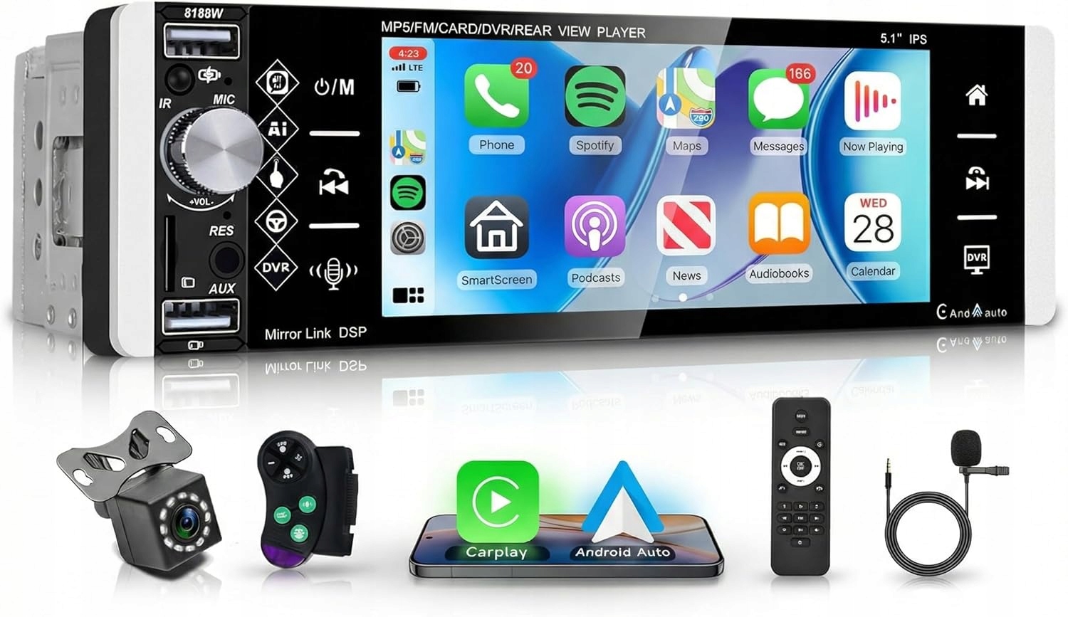 Autorádio Apple Carplay 1 Din Navigácia Kamera Mikrofón