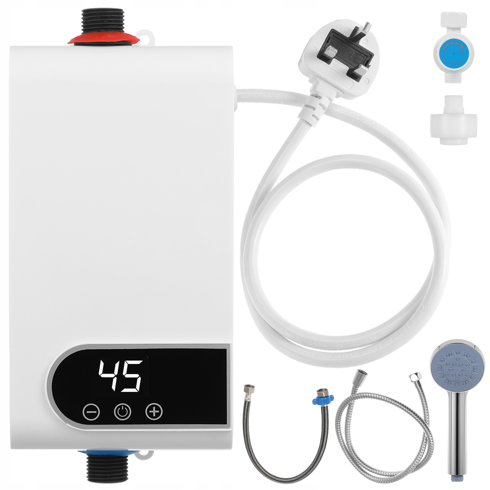 Podgrzewacz Wody Przepływowy Elektryczny 5500W Akcesoria Prysznicowe LCD