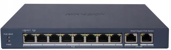 Switch PoE Hikvision DS-3E1510P-EI 8 Portów Gigabit PoE Vlan