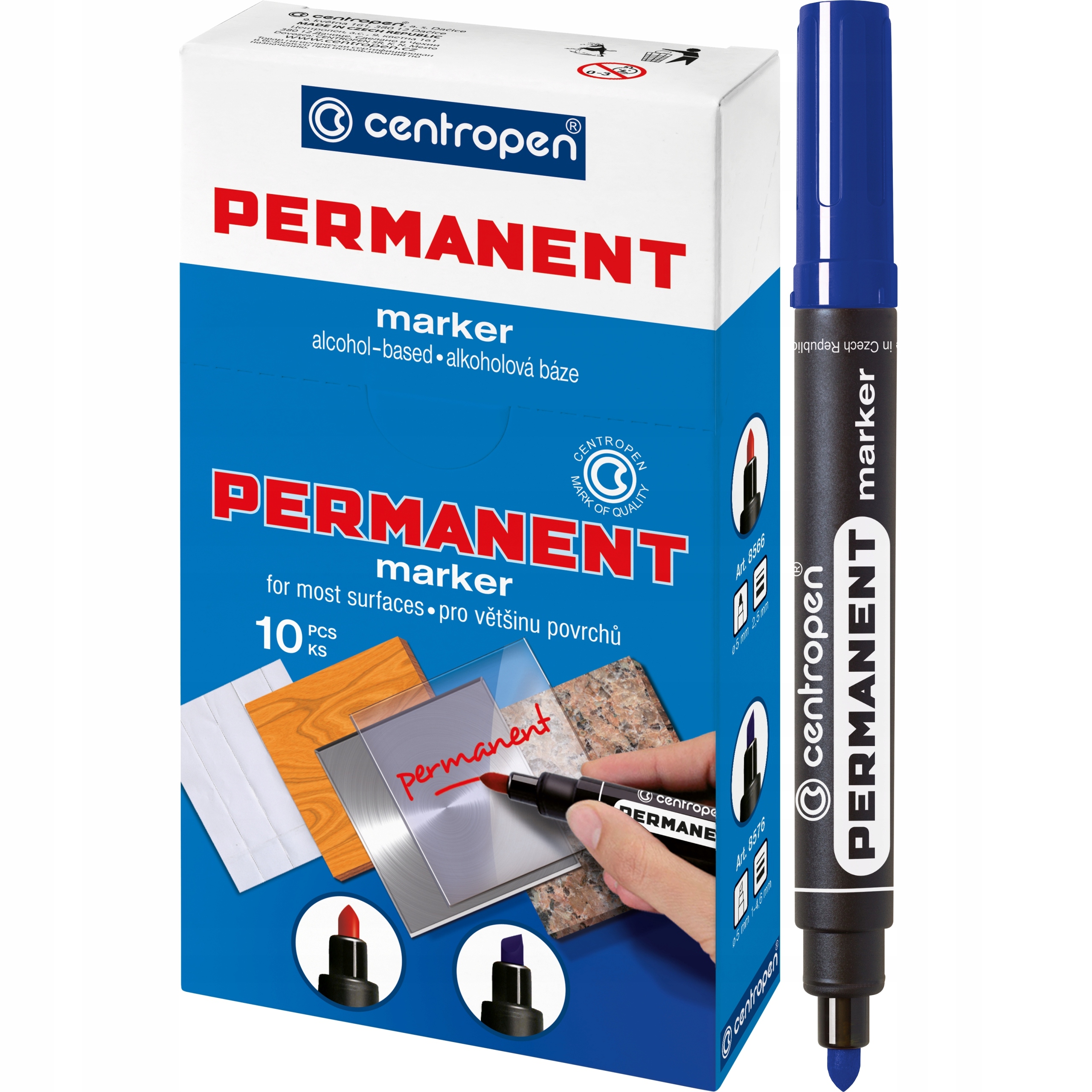 

Marker permanentny gruby 2,5mm niebieski 10 sztuk