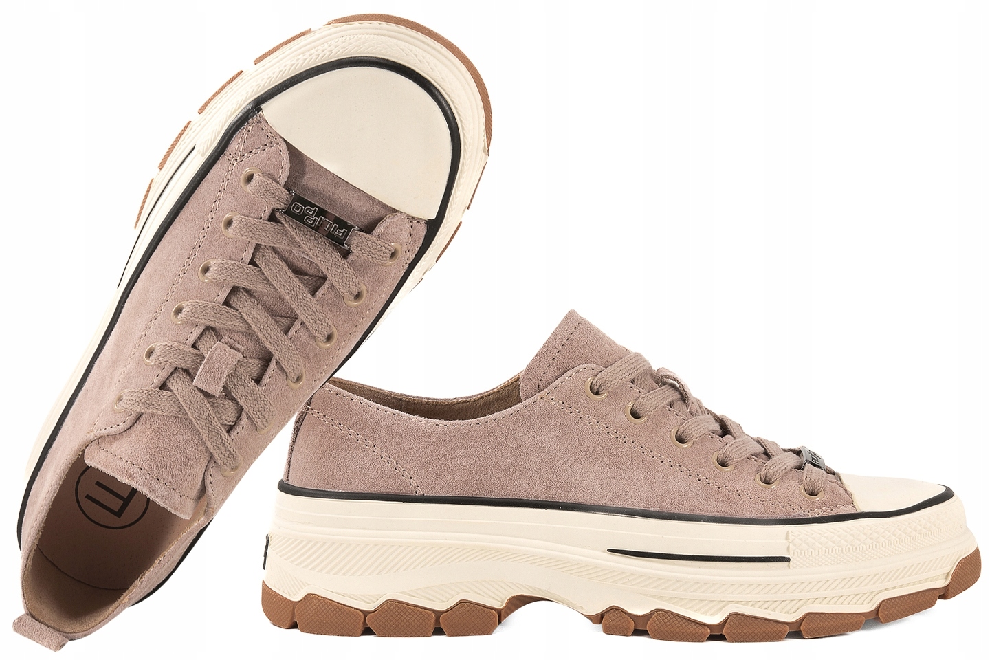 Filippo DP7501 Półtrampki Tenisówki Skórzane Trampki Na Platformie beż 36