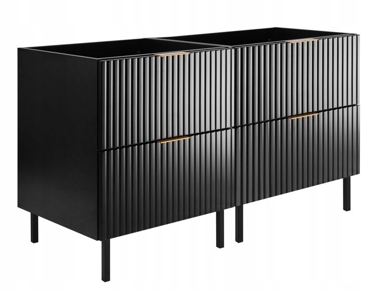 Černá koupelnová skříňka pod umyvadlo 120 cm Rýhované Nohy Metal Mfd