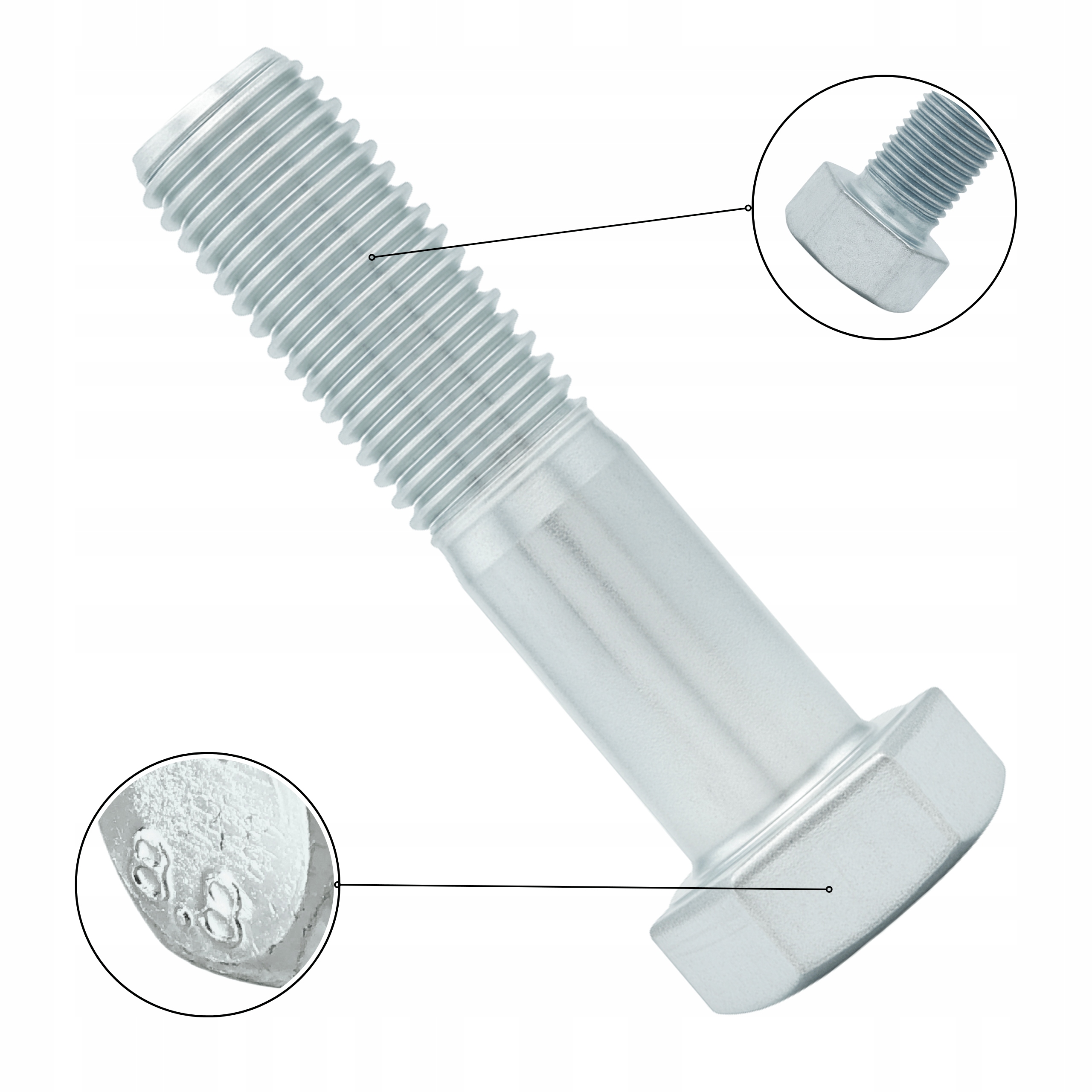 M14X80 KL.8.8 ŚRUBA DIN 931 1kg. OCYNK ŁEB 6-KĄTNY Kolor srebrny