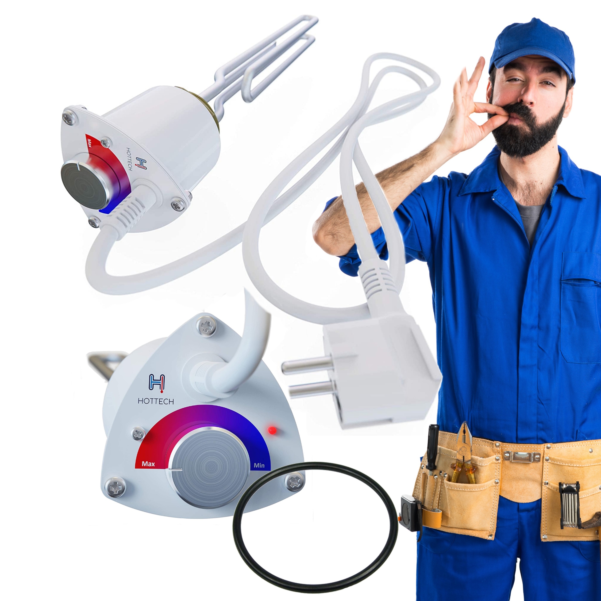 GRZAŁKA DO BOJLERA Z TERMOSTATEM 3kW 3000W 5/4'' ZE STALI NIERDZEWNEJ 370mm